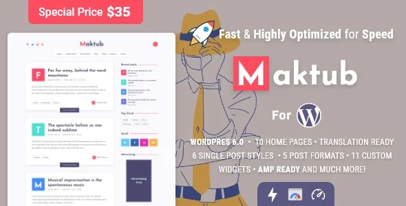 Maktub 1.4.0下载最低&；WordPress wp主题推荐的轻量级博客